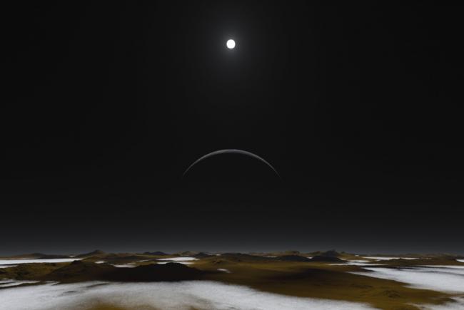 Pluto, Charon and the Sun