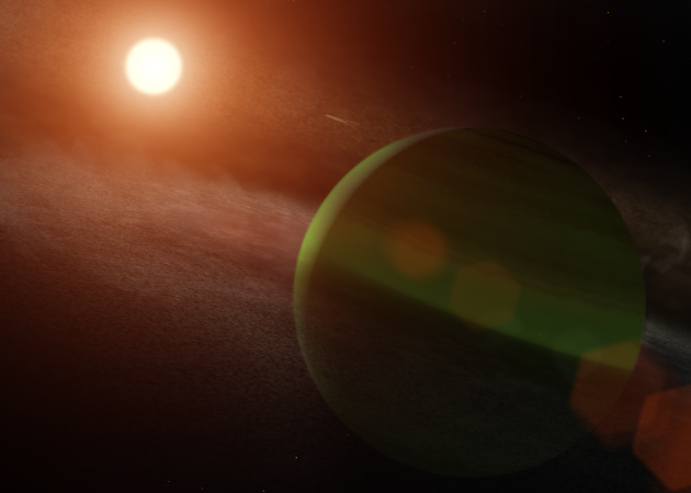 Vue d’artiste de l’exoplanète Au Mic b.